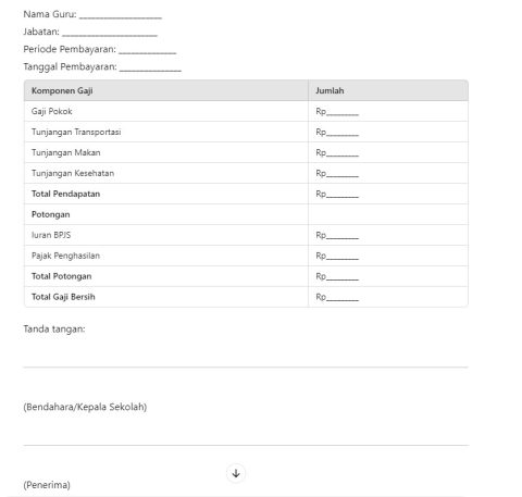 Contoh Slip Gaji Guru Honorer DOC Lengkap Dan Siap Pakai Kantor Kita