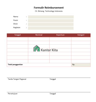 Contoh Form Reimbursement Perusahaan