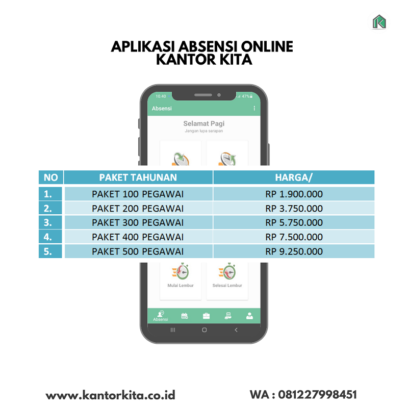 Figure 2 harga aplikasi absensi online Kantor Kita | Langganan Tahunan 