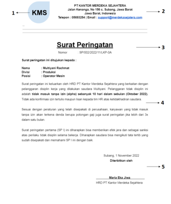 Contoh Surat Peringatan Karyawan