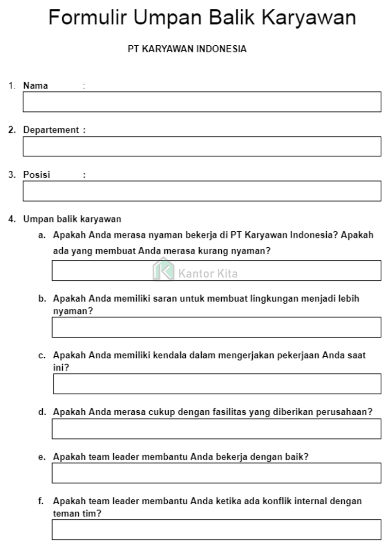 Formulir Umpan Balik Karyawan