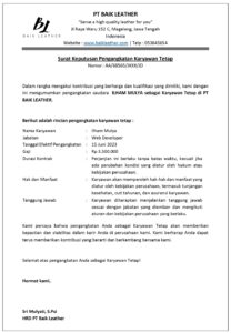 Contoh Surat Keputusan Pengangkatan Karyawan Tetap