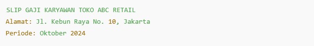Slip Gaji Karyawan Toko
